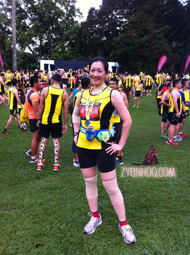 Me with my finisher medal at the field after the run. Woohoo!!